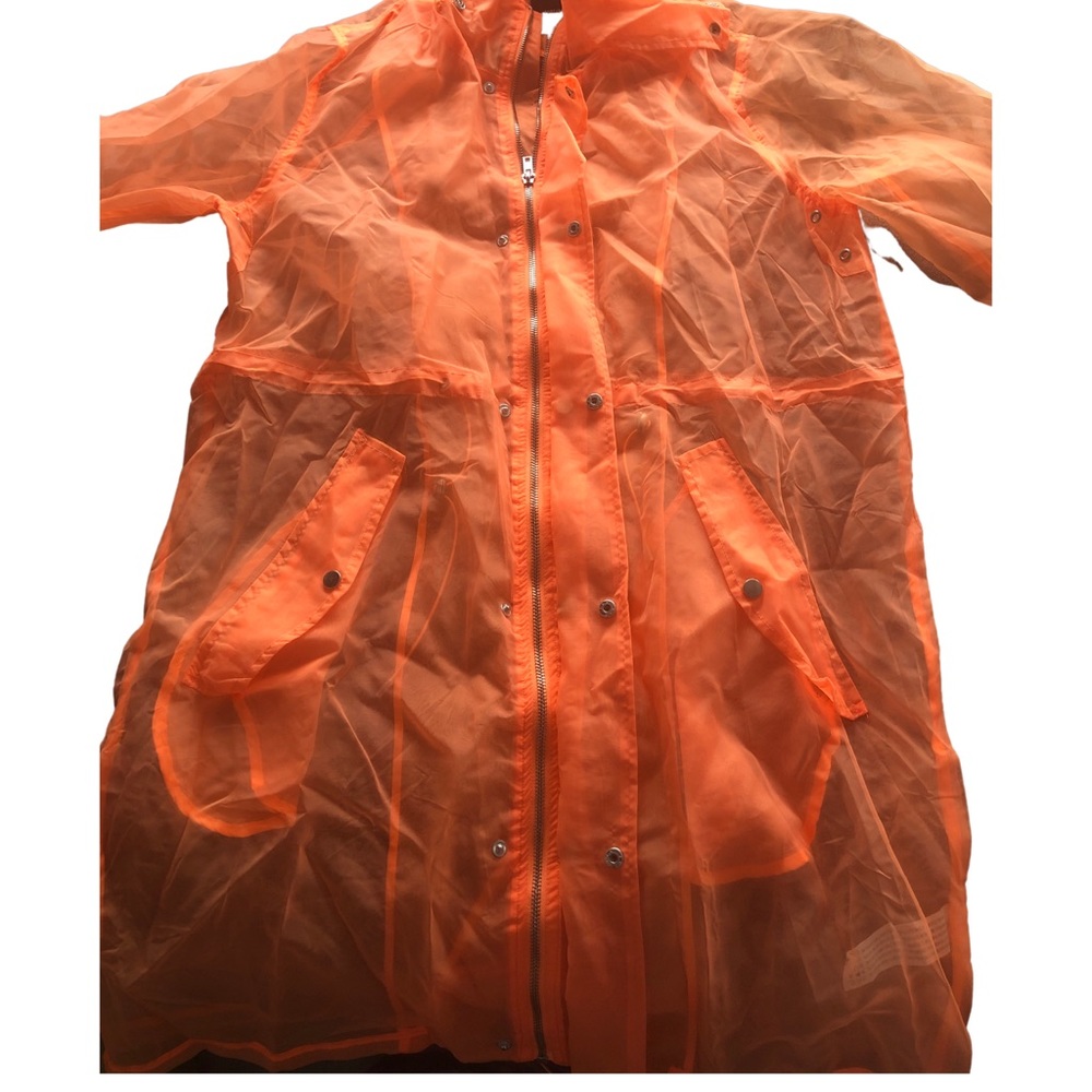 Forever21 US medium neon orange sheer militant jacket